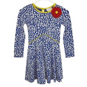 Emily Rose Leopard Print Dress Girls 8 Royal Blue Long Sleeve Flower F497405